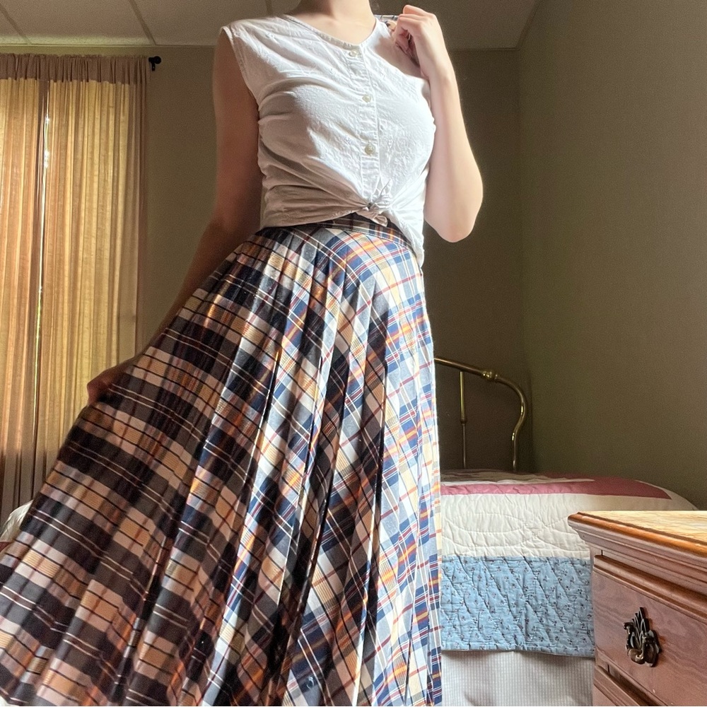 Vintage 60s/70s Two Piece Plaid Skirt Set